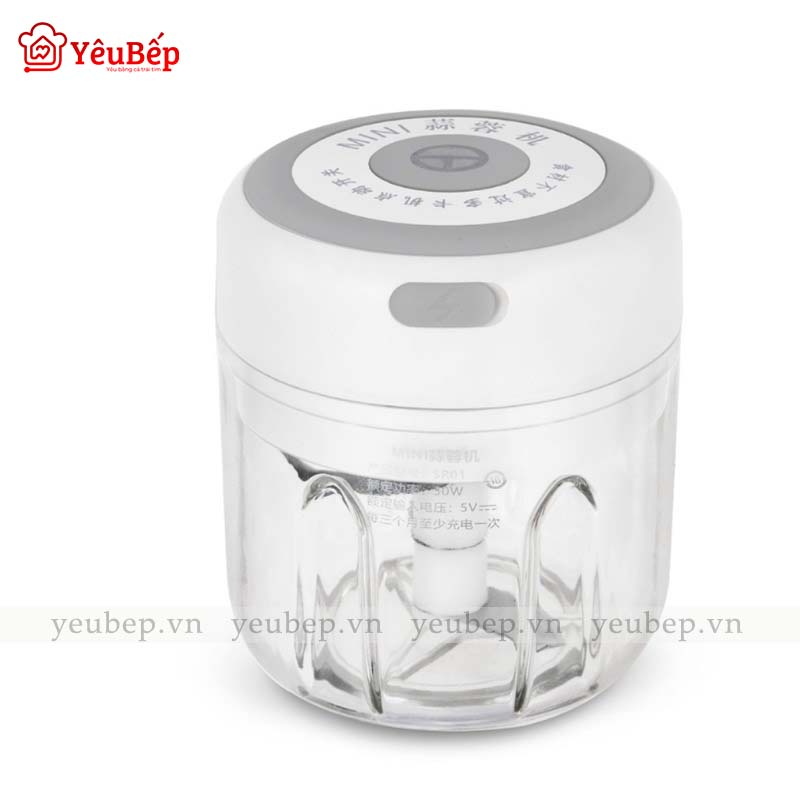 Máy Xay Tỏi Ớt Hành, Thịt, Rau, Củ Quả Cầm Tay Mini Đa Năng Tích Điện Cao Cấp - Sạc Pin Bằng Cổng USB