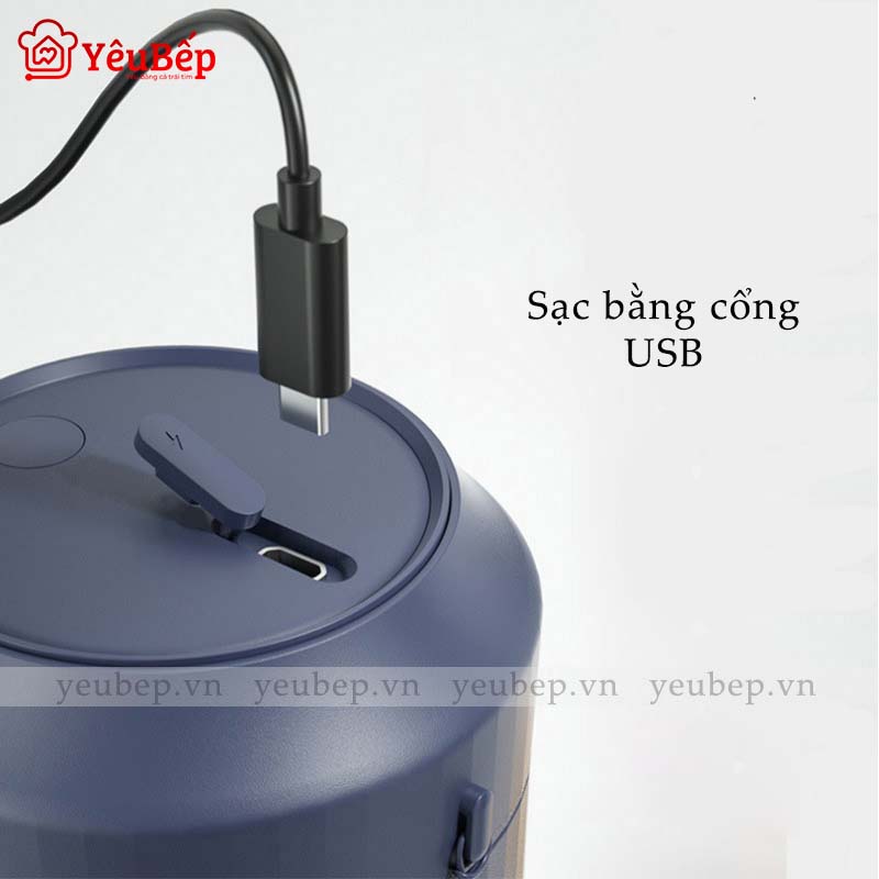 Máy Xay Sinh Tố Đa Năng Cầm Tay Dung Tích 450ml Pin 3000mAh - Máy Xay Sạc Pin USB Đa Năng (Hàng Cao Cấp)