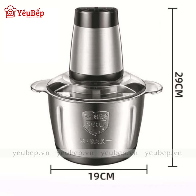 Máy Xay Thịt Đa Năng, Xay Củ Quả, Hành, Tỏi Ớt, 4 Lưỡi, Cối Inox 304, Công Suất 300 W, Dung tích 3L