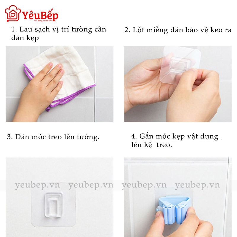 Kẹp Giữ Chổi, Cây Lau Nhà Treo Tường Chắc Chắn, Tiện Lợi