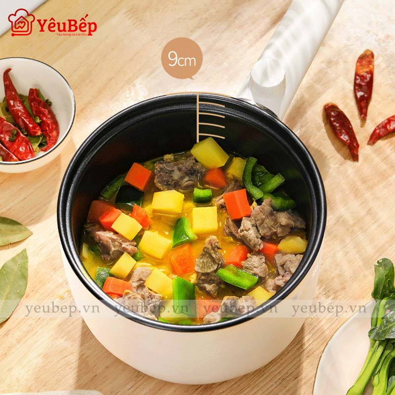 Nồi Nấu Lẩu, Nấu Mì, Hầm Cháo Điện Mini Đa Năng - Siêu Chống Dính 1.5L