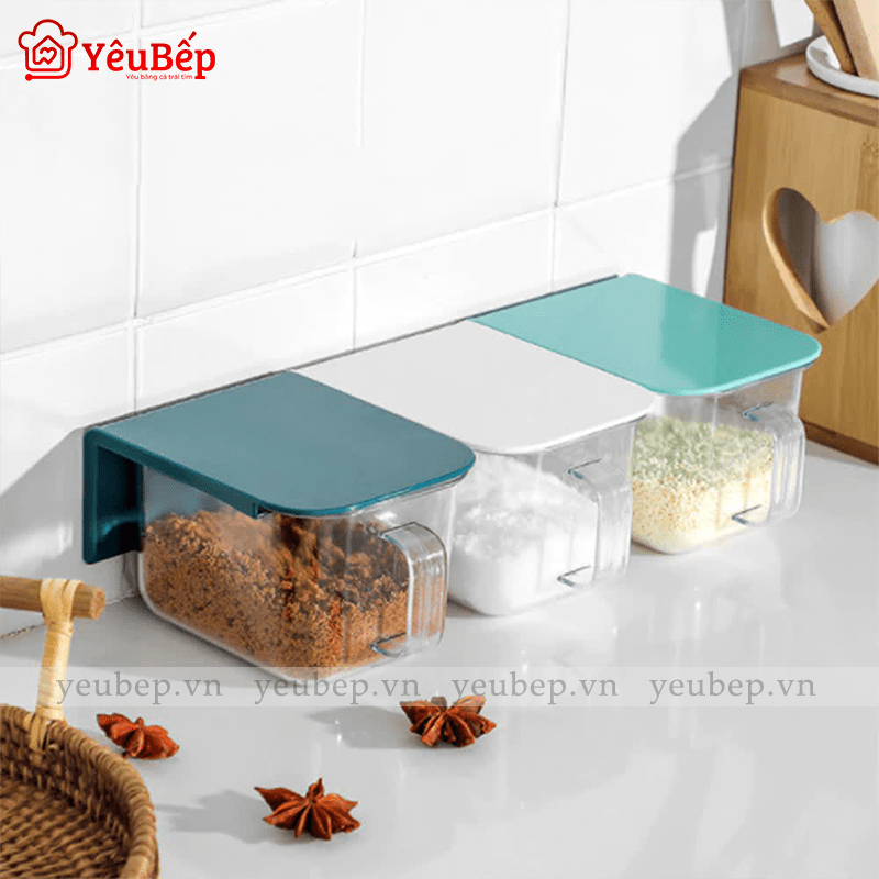 Hộp Đựng Gia Vị Dán Tường Cho Nhà Bếp Đa Năng