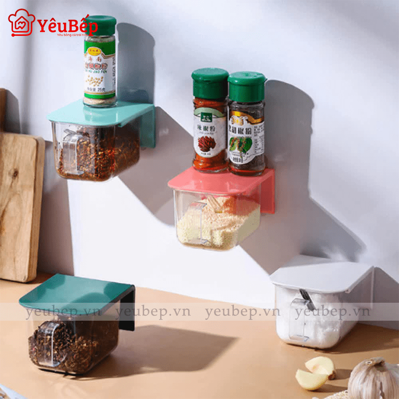 Hộp Đựng Gia Vị Dán Tường Cho Nhà Bếp Đa Năng