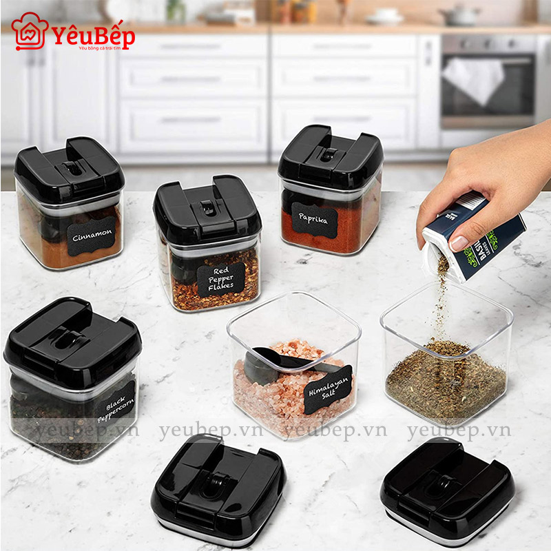 Set 6 Hũ Đựng Gia Vị Bằng Nhựa Abs Với Sức Chứa 500ml Tiện Lợi