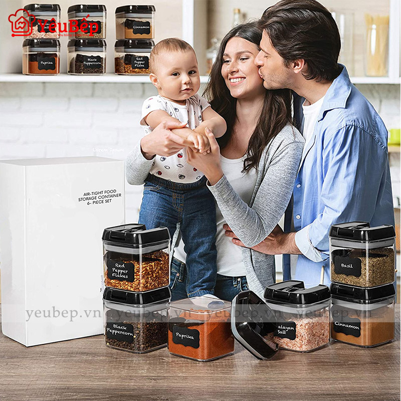 Set 6 Hũ Đựng Gia Vị Bằng Nhựa Abs Với Sức Chứa 500ml Tiện Lợi