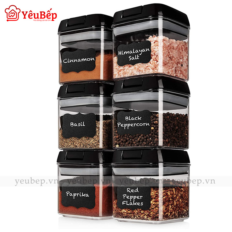 Set 6 Hũ Đựng Gia Vị Bằng Nhựa Abs Với Sức Chứa 500ml Tiện Lợi