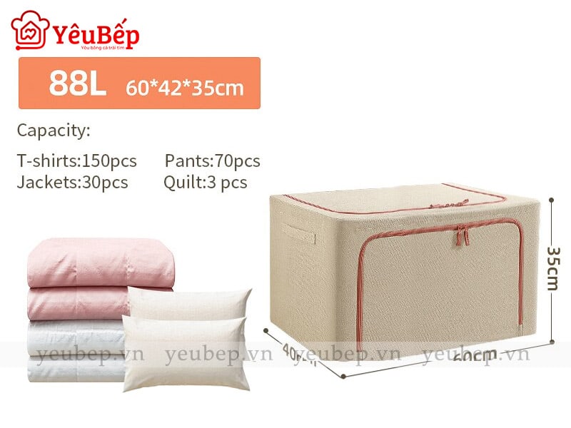 Thùng Cất Giữ Chăn Mền, Quần Áo Bằng Vải Oxford Cao Cấp