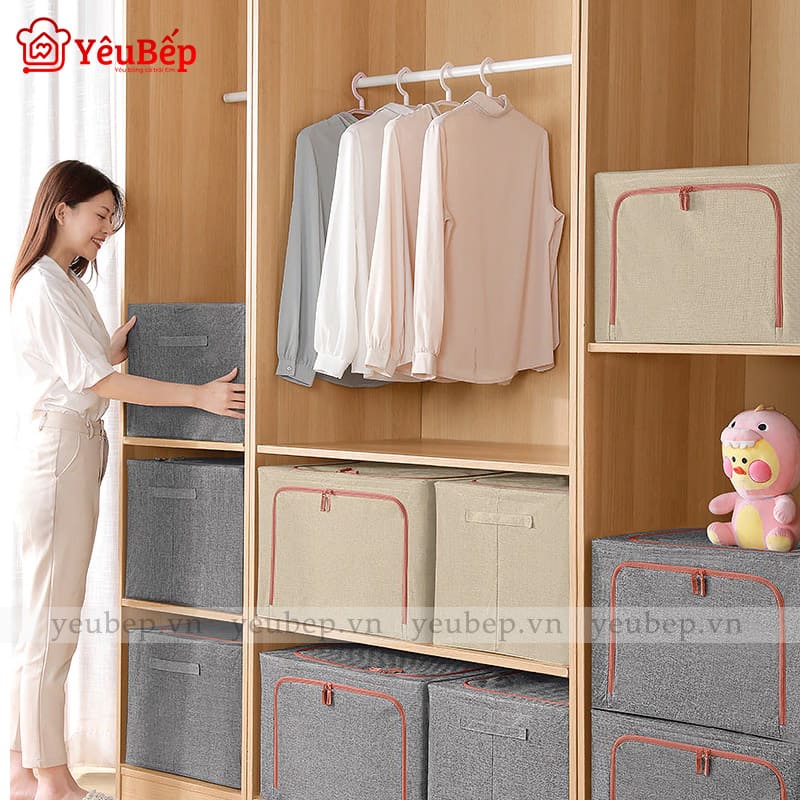 Thùng Cất Giữ Chăn Mền, Quần Áo Bằng Vải Oxford Cao Cấp