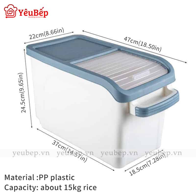 Thùng Đựng Gạo Có Nắp Kéo Thông Minh Bằng Nhựa PP