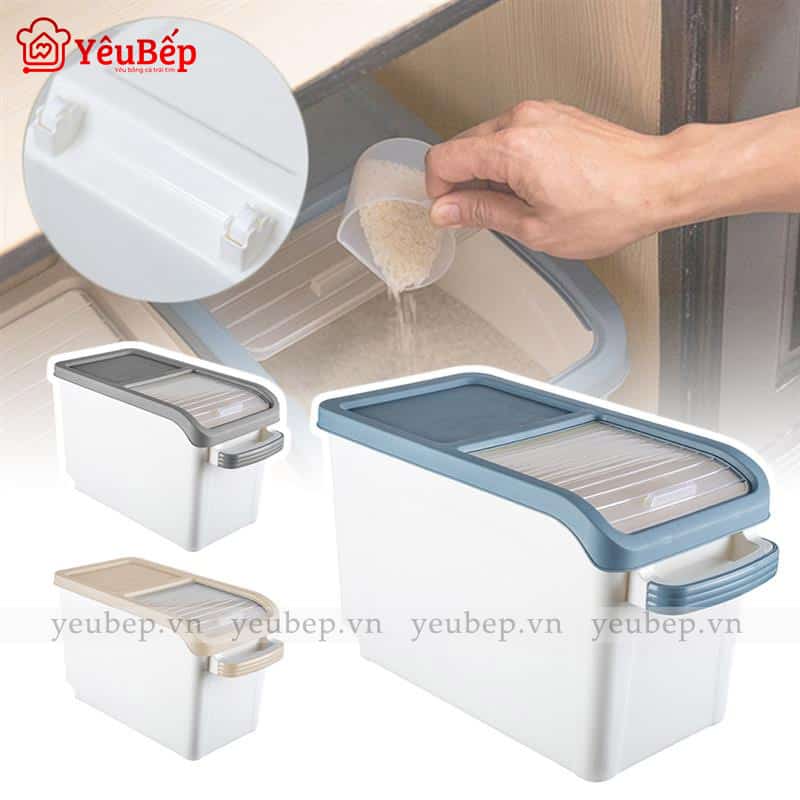 Thùng Đựng Gạo Có Nắp Kéo Thông Minh Bằng Nhựa PP