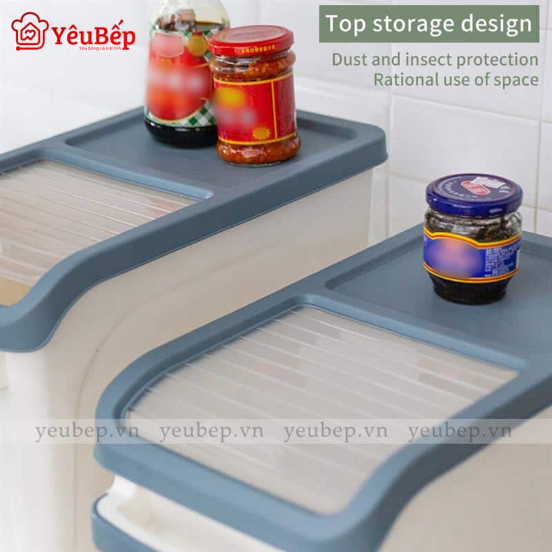 Thùng Đựng Gạo Có Nắp Kéo Thông Minh Bằng Nhựa PP