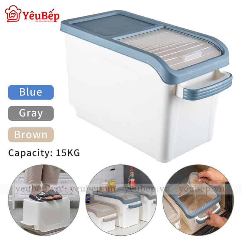 Thùng Đựng Gạo Có Nắp Kéo Thông Minh Bằng Nhựa PP