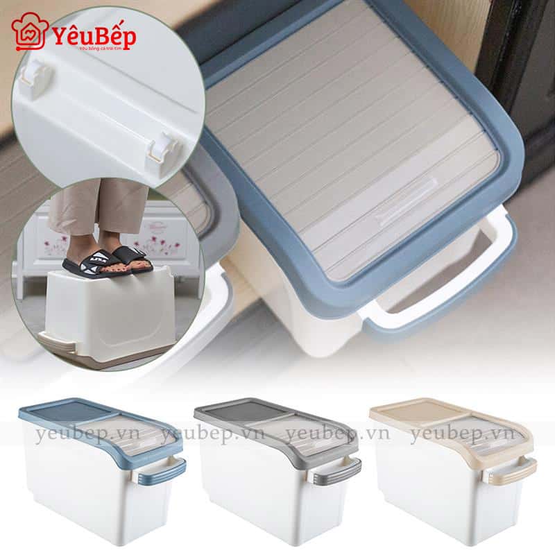 Thùng Đựng Gạo Có Nắp Kéo Thông Minh Bằng Nhựa PP
