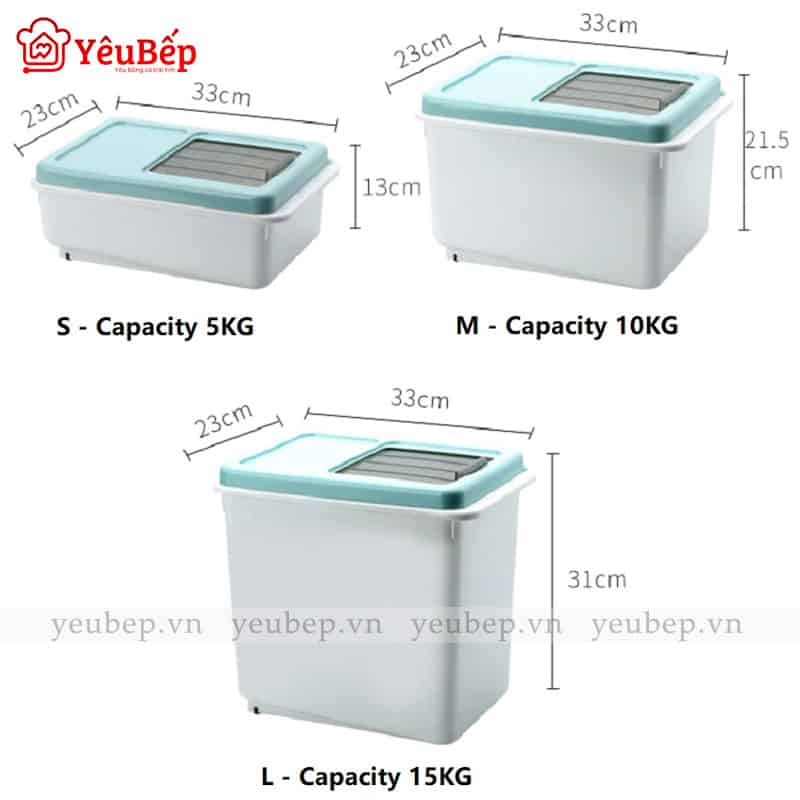 Thùng Đựng Gạo 5kg, 10kg, 15kg Thông Minh Bằng Nhựa