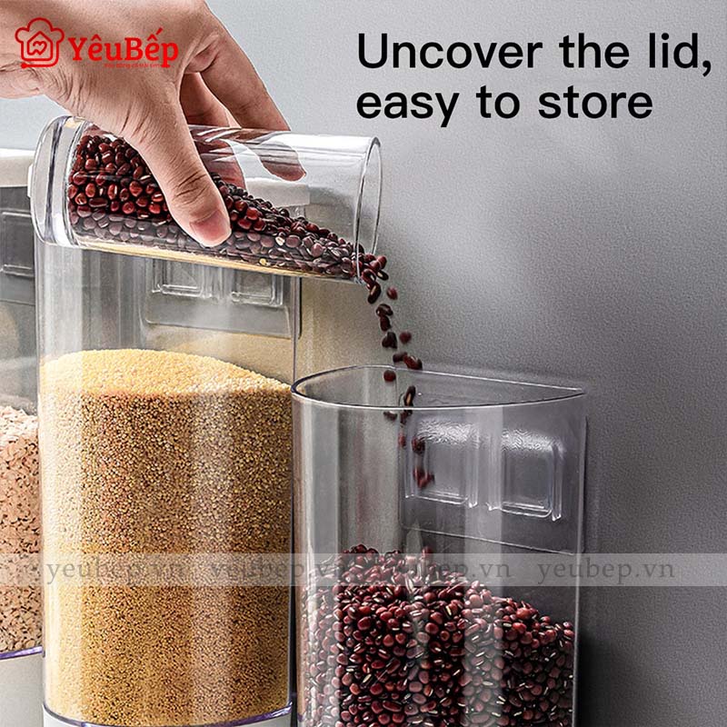 Thùng Đựng Gạo Thông Minh Treo Tường Tiện Lợi