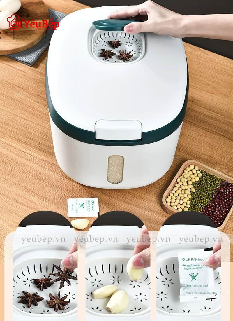 Thùng Đựng Gạo Diệt Côn Trùng Nano Thông Minh