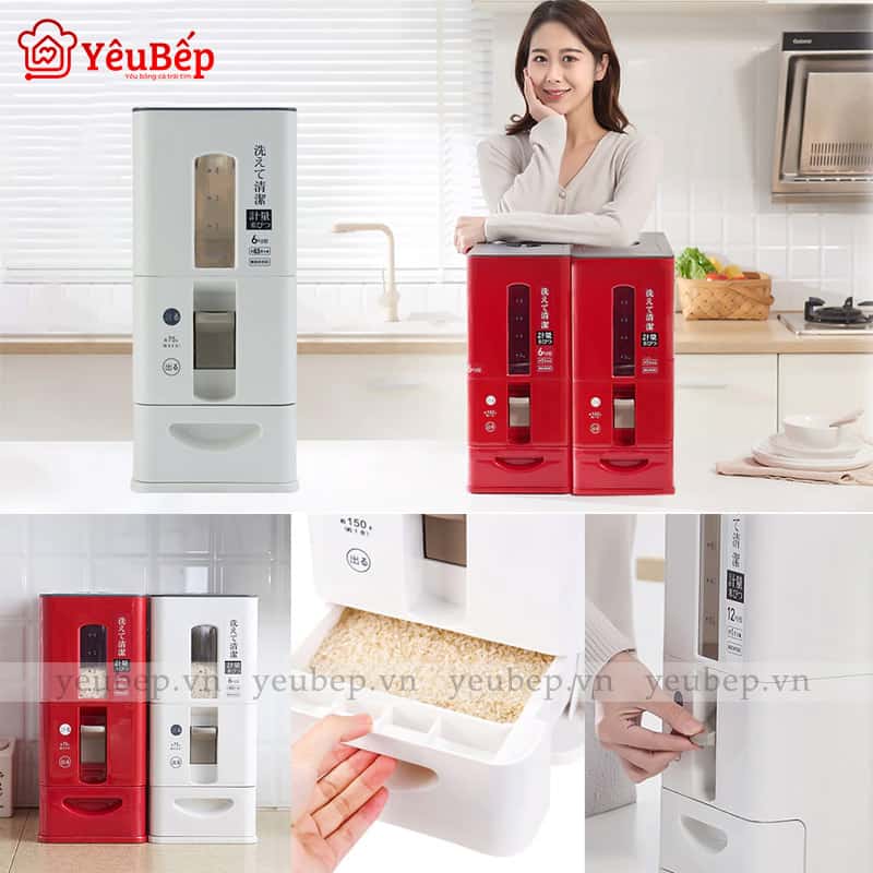 Thùng Đựng Gạo, Hạt Ngũ Cốc Có Vạch Đo Dung Tích