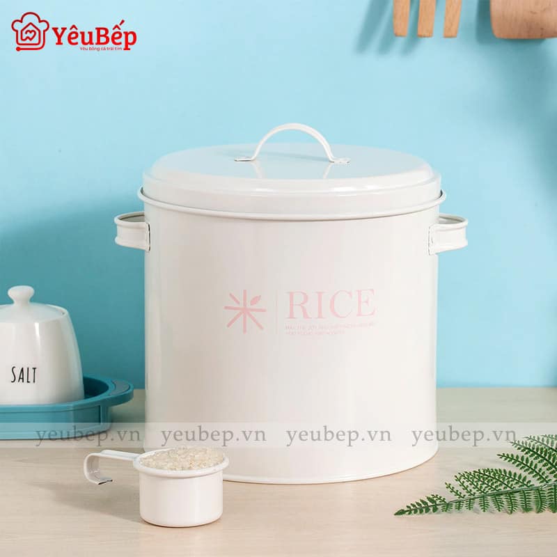 Thùng Đựng Gạo 2,5kg, 5kg, 10kg Bằng Sắt Dễ Thương Cho Gia Đình Ít Người