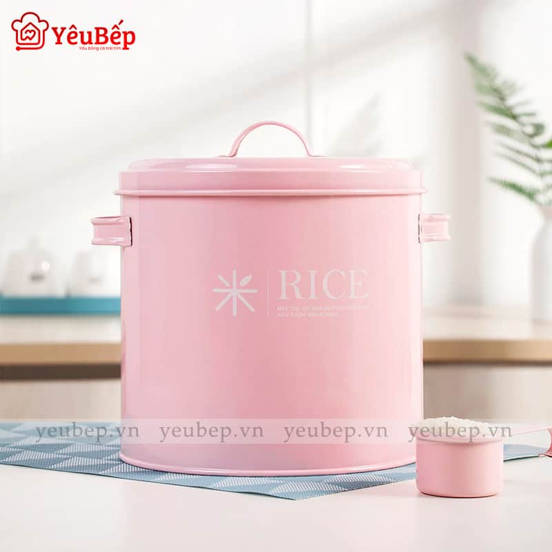 Thùng Đựng Gạo 2,5kg, 5kg, 10kg Bằng Sắt Dễ Thương Cho Gia Đình Ít Người