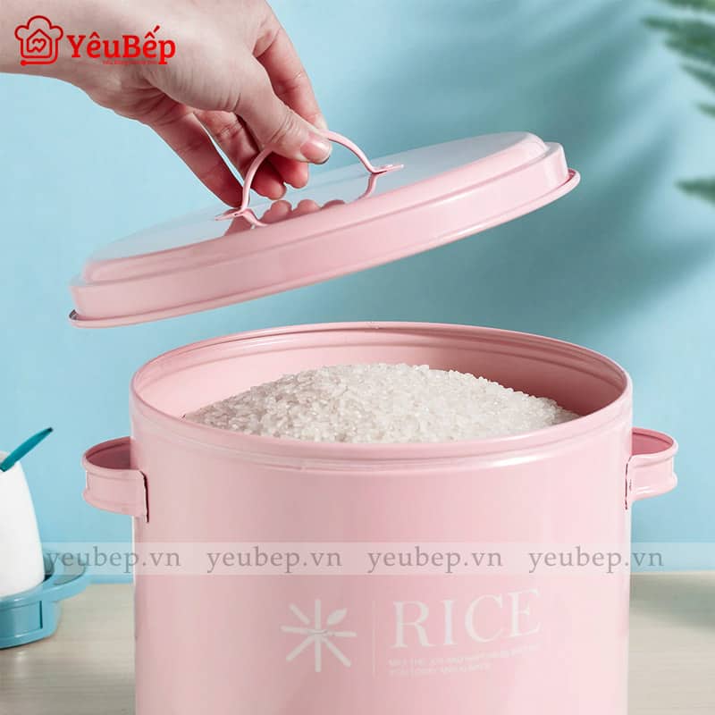 Thùng Đựng Gạo 2,5kg, 5kg, 10kg Bằng Sắt Dễ Thương Cho Gia Đình Ít Người
