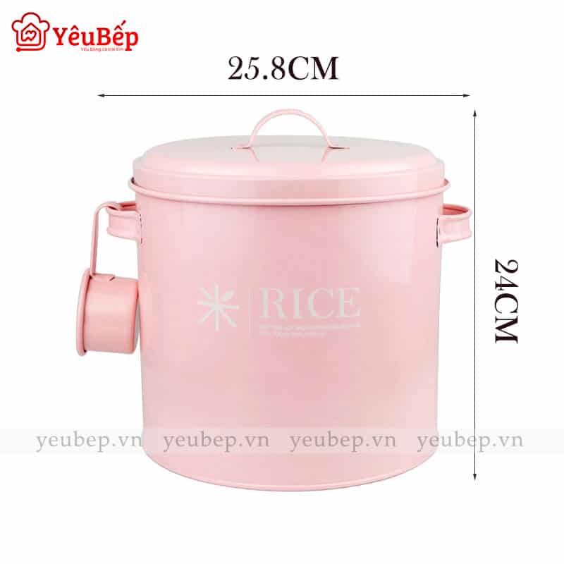 Thùng Đựng Gạo 2,5kg, 5kg, 10kg Bằng Sắt Dễ Thương Cho Gia Đình Ít Người