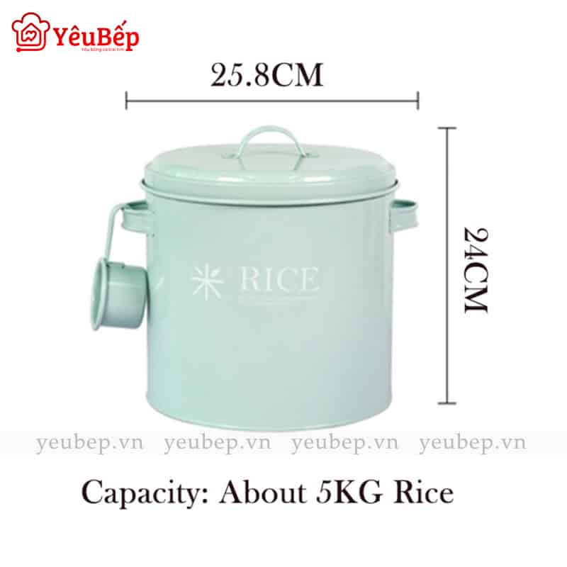 Thùng Đựng Gạo 2,5kg, 5kg, 10kg Bằng Sắt Dễ Thương Cho Gia Đình Ít Người