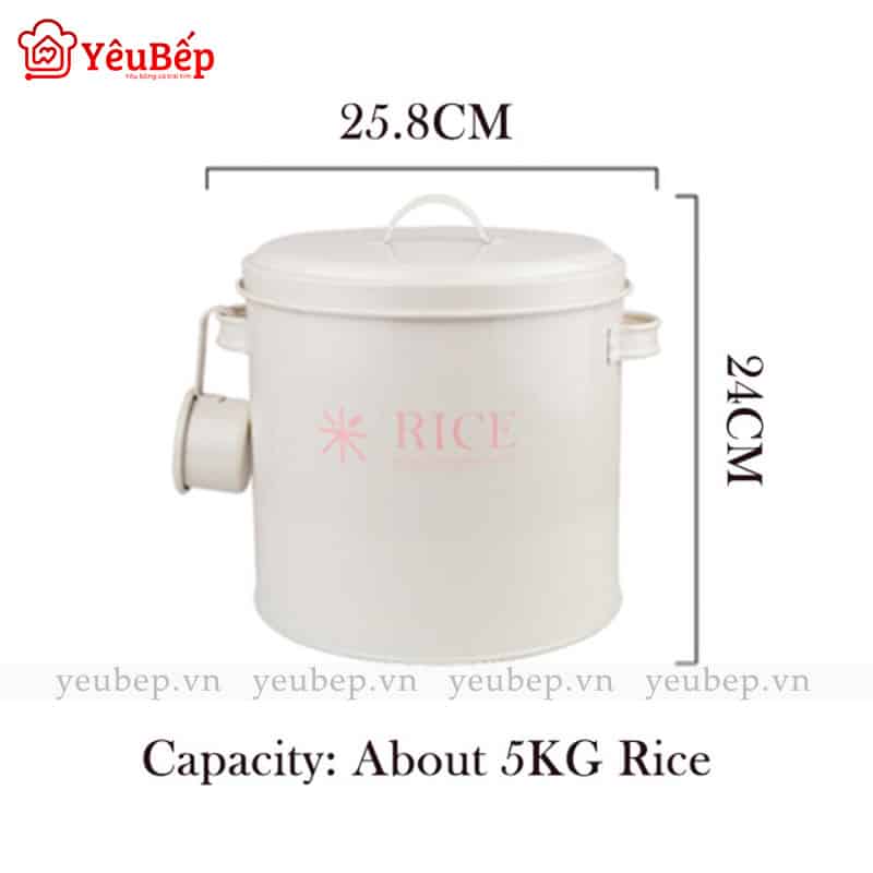 Thùng Đựng Gạo 2,5kg, 5kg, 10kg Bằng Sắt Dễ Thương Cho Gia Đình Ít Người