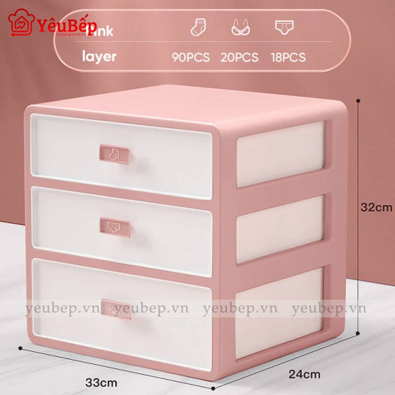 Tủ Nhựa Đựng Đồ Lót 2 Ngăn, 3 Ngăn Tiện Lợi