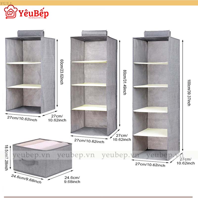 Túi Đựng Đồ, Quần Áo Nhiều Ngăn Treo Tủ Thông Minh Bằng Vải