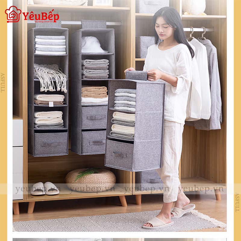 Túi Đựng Đồ, Quần Áo Nhiều Ngăn Treo Tủ Thông Minh Bằng Vải