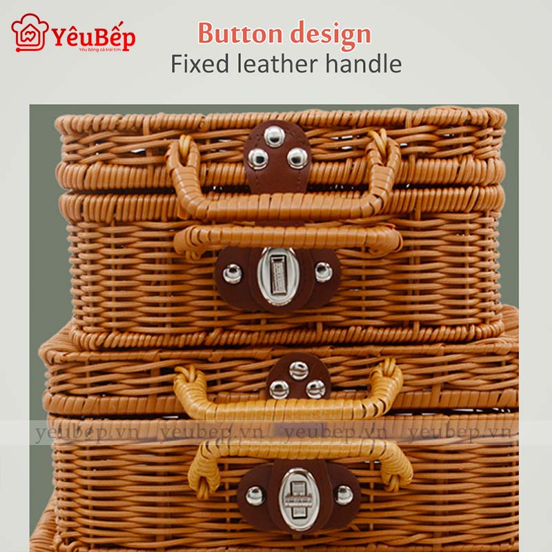 Vali Đựng Quần Áo Bằng Mây Tre Đan Phong Cách Vintage