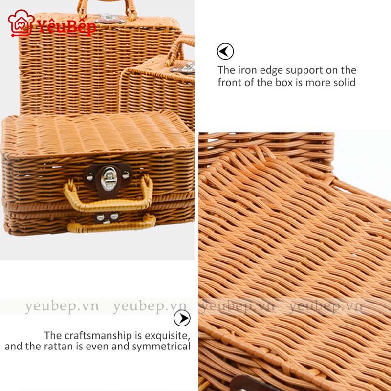 Vali Đựng Quần Áo Bằng Mây Tre Đan Phong Cách Vintage