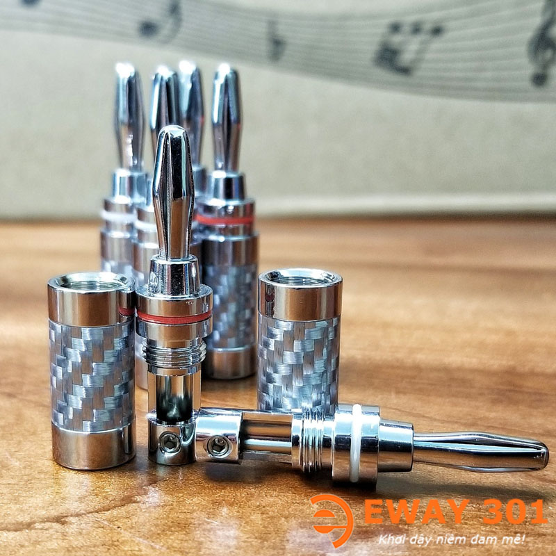 Giắc Bắp Chuối Carbon Trắng Mạ Rhodium