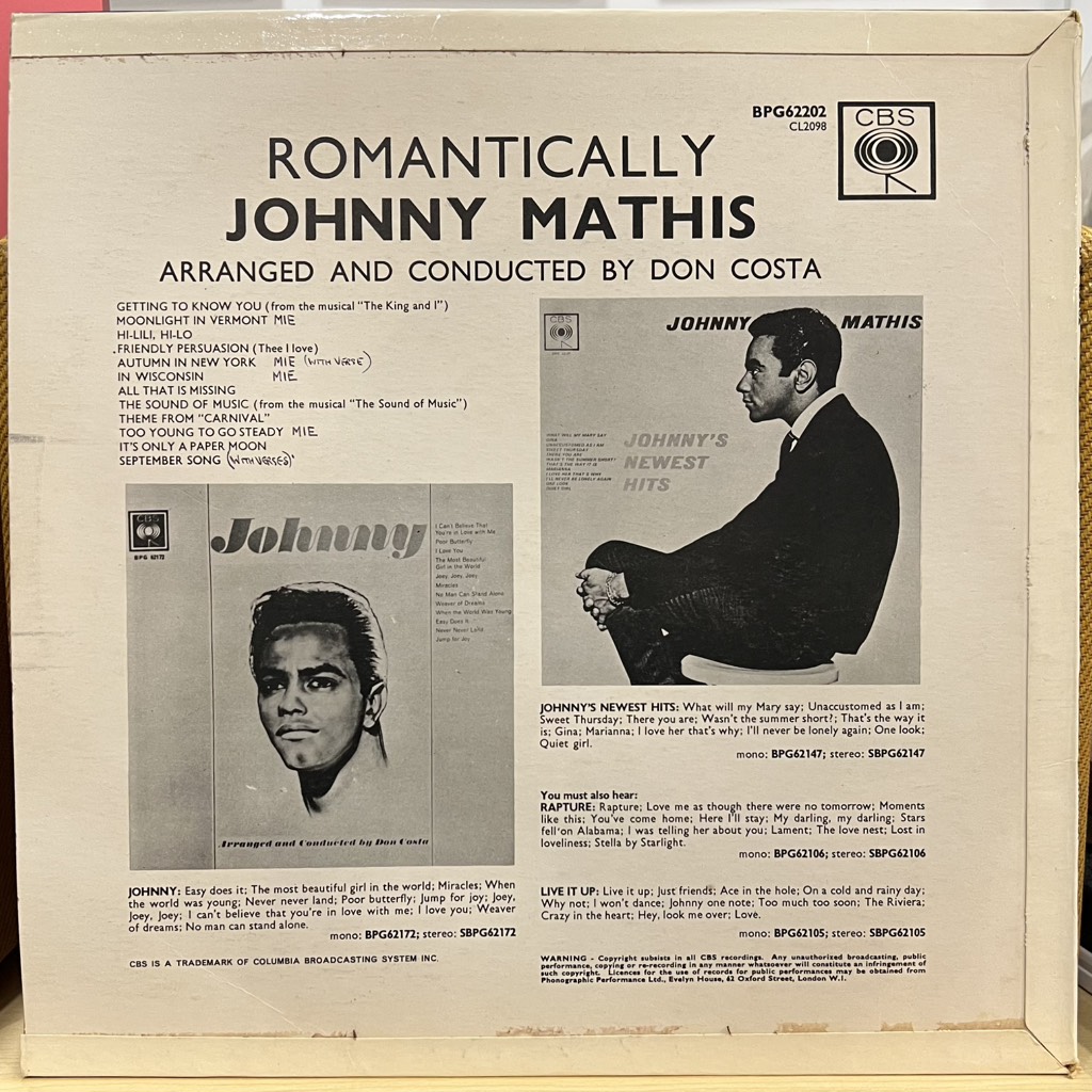 vinyl Johnny Mathis – Romantically