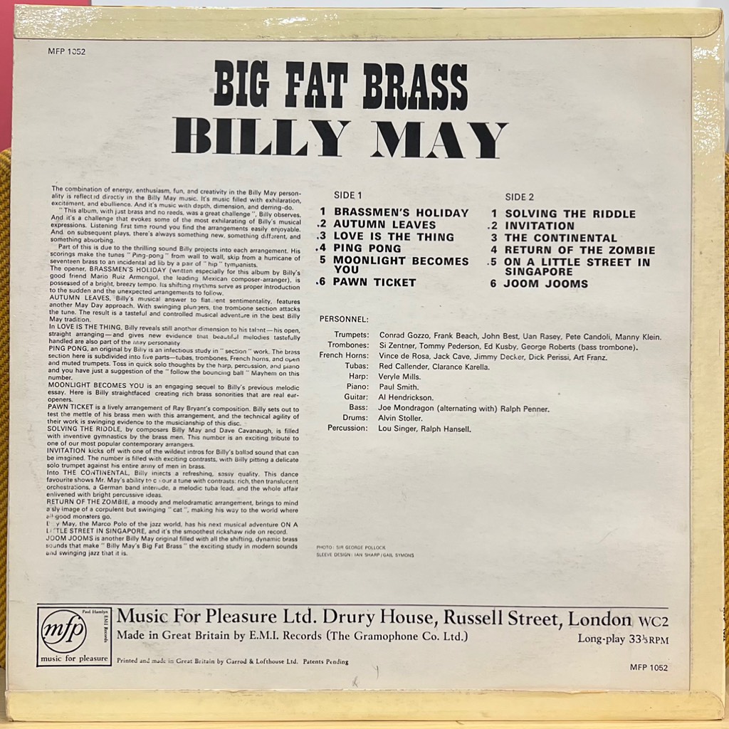 vinyl Billy May – Big Fat Brass