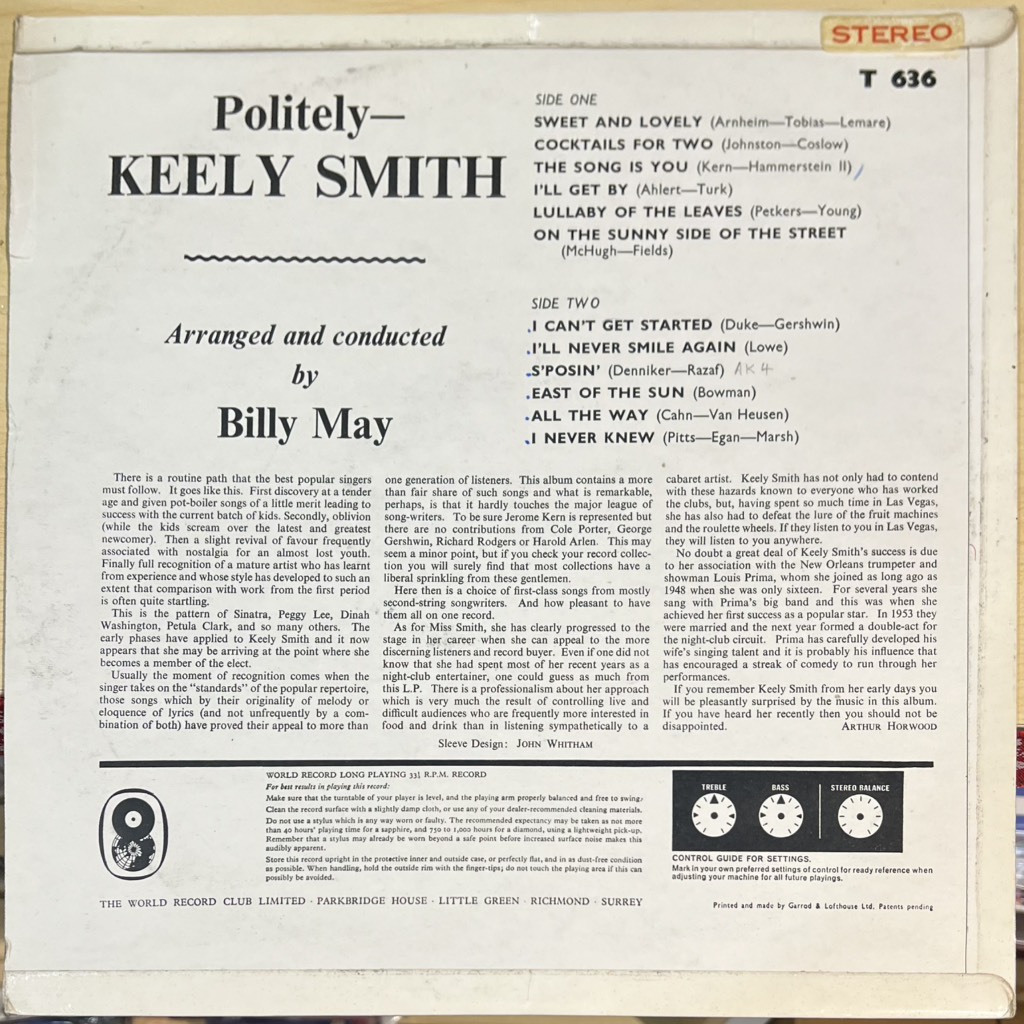 vinyl Keely Smith – Politely!