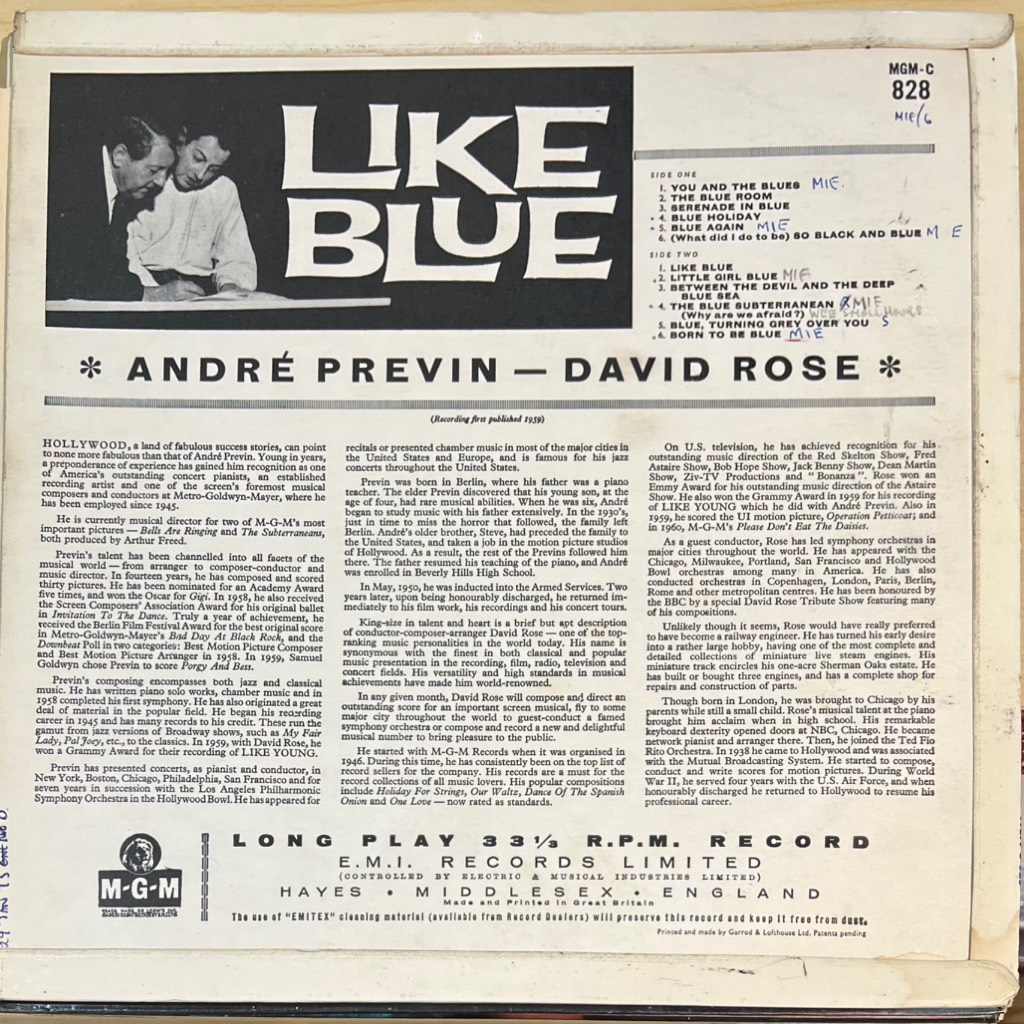 vinyl André Previn, David Rose – Like Blue