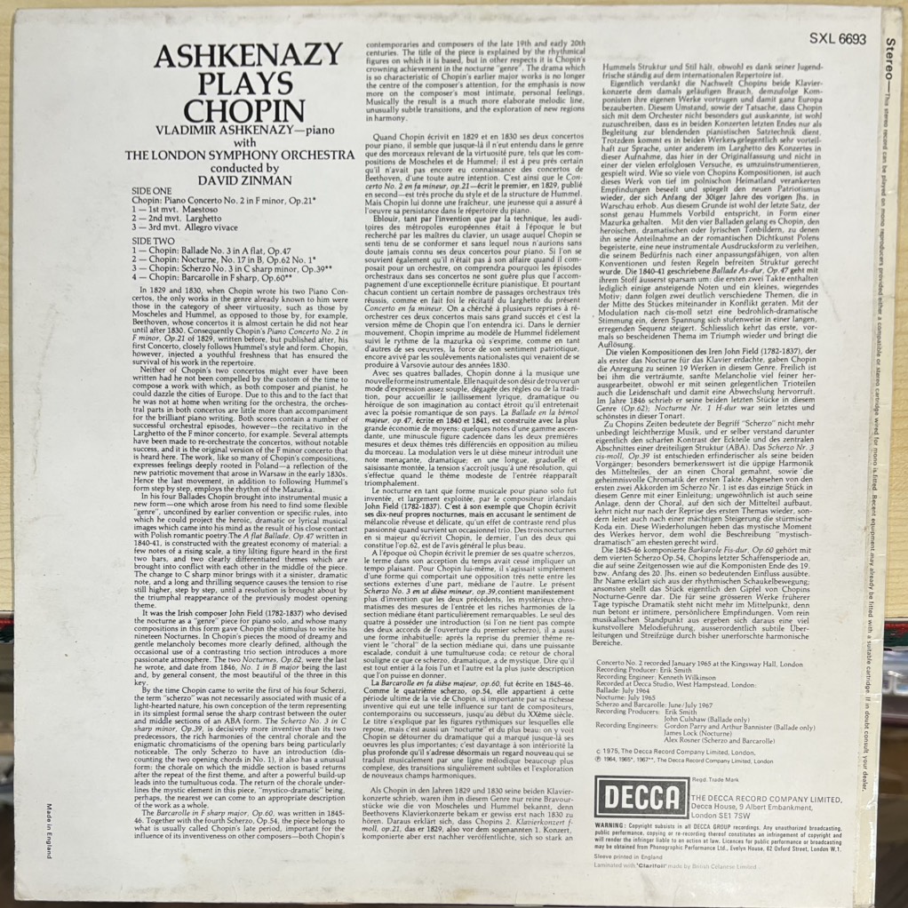 vinyl Chopin, Ashkenazy – Ashkenazy Plays Chopin