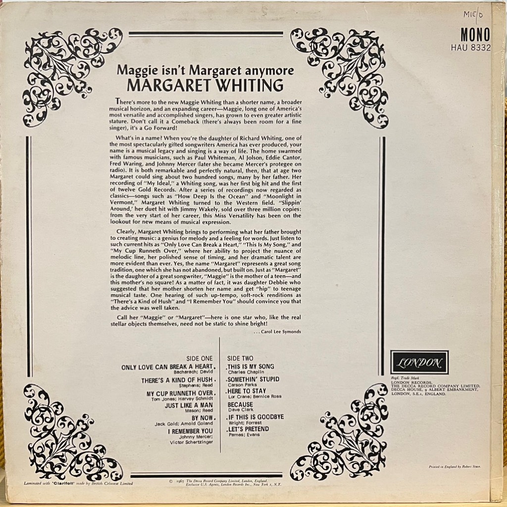 vinyl Margaret Whiting – Maggie Isn't Margaret Anymore
