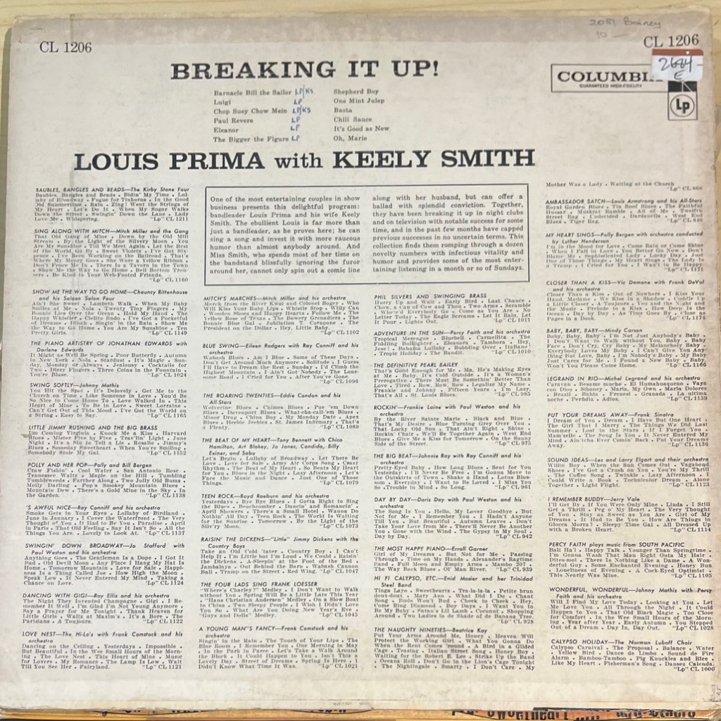 vinyl Louis Prima With Keely Smith – Breaking It Up!