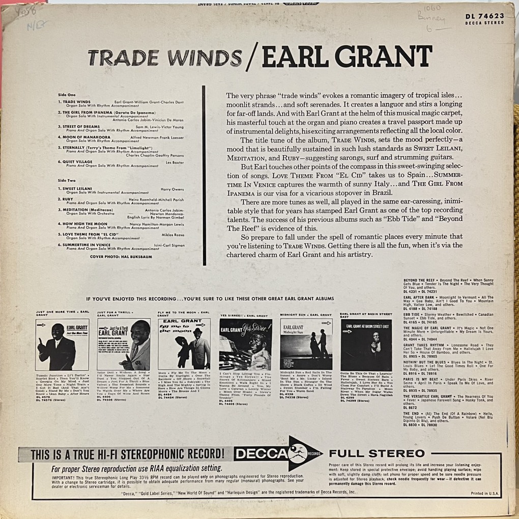 vinyl Earl Grant – Trade Winds