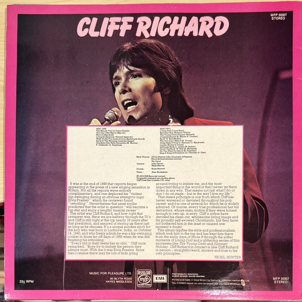 thuê vinyl Cliff Richard – Cliff Richard Live!