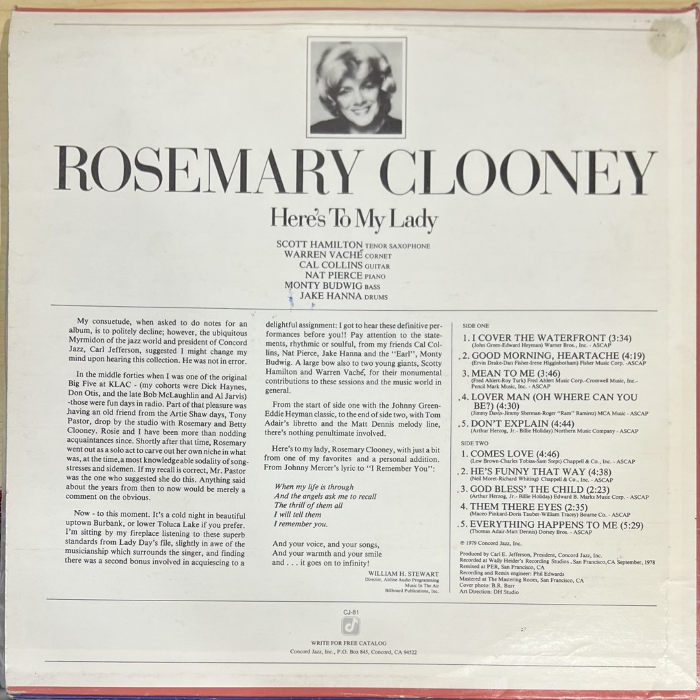 vinyl Rosemary Clooney – Here's To My Lady