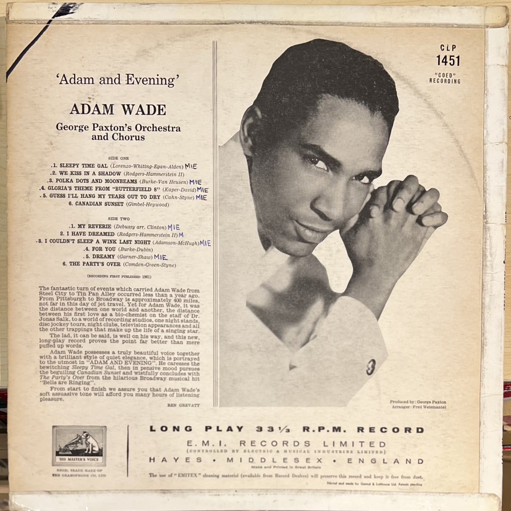 vinyl Adam Wade – Adam And Evening