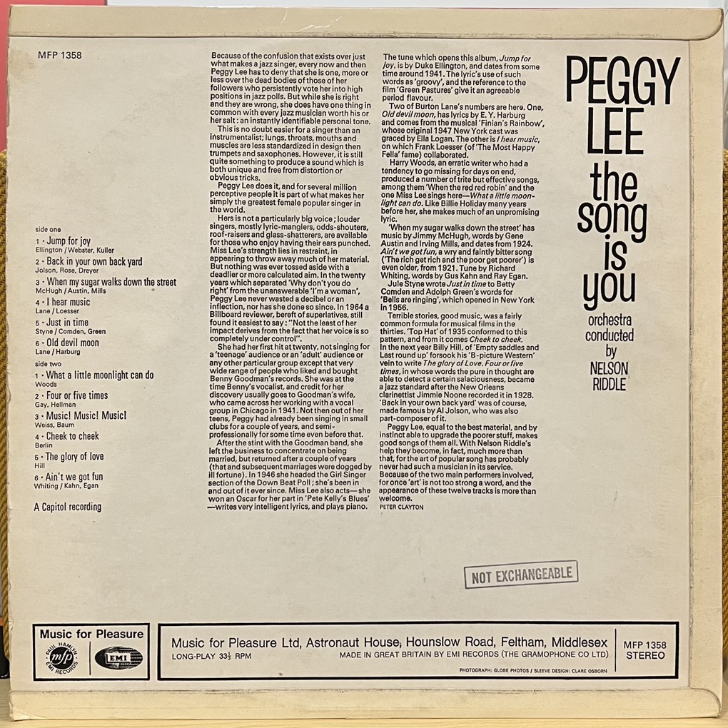 vinyl Peggy Lee – The Song Is You