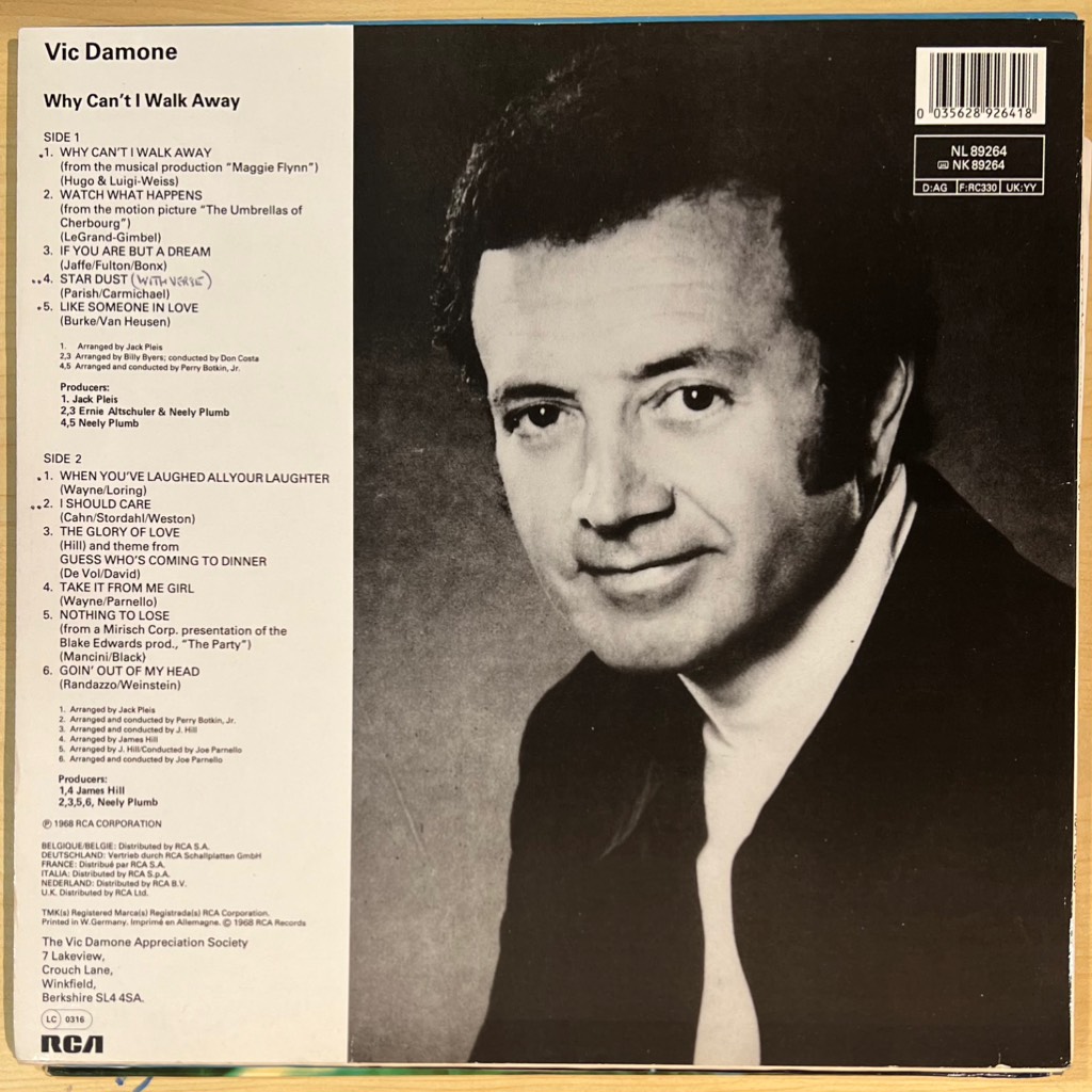 vinyl Vic Damone – Why Can't I Walk Away