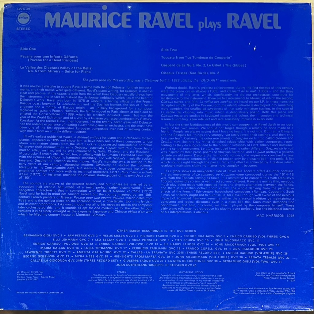 vinyl Maurice Ravel – Maurice Ravel Plays Ravel