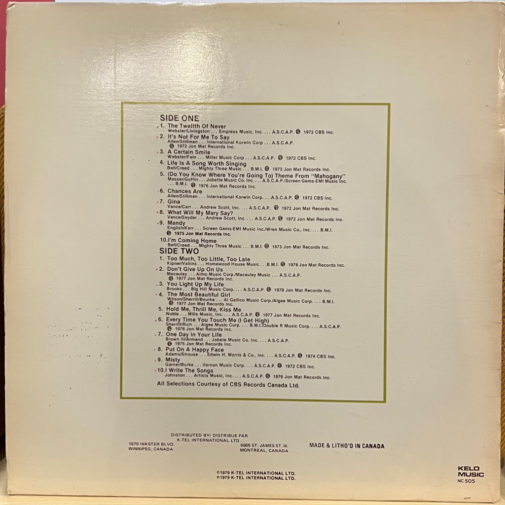 vinyl Johnny Mathis – Sincerely Yours