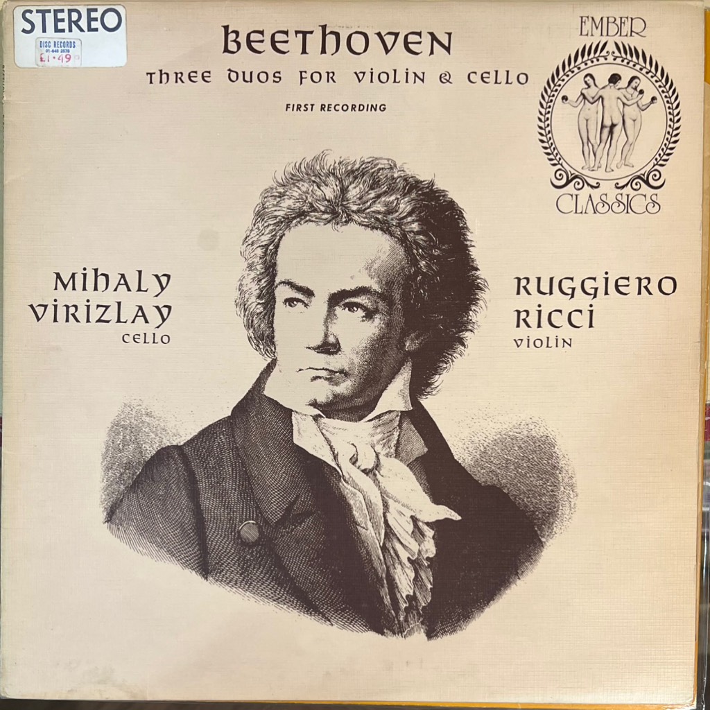 vinyl Beethoven – Ruggiero Ricci, Mihaly Virizlay – Three Duos For Violin & Cello