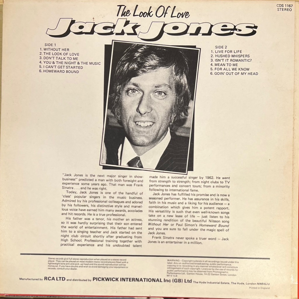 vinyl Jack Jones – The Look Of Love